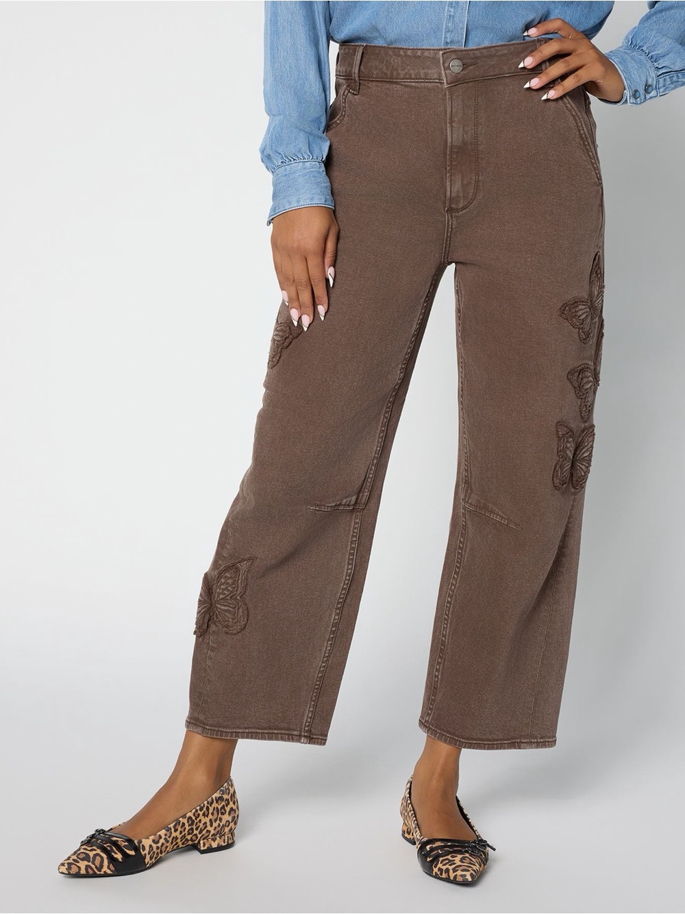 Driftwood Barbie Barrel Jeans - Butterfly Patchwork